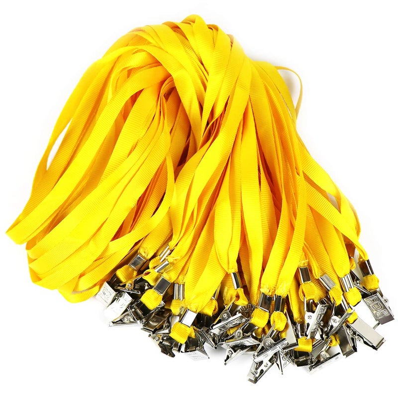 Bird Fiy Lanyards with id Holder Name Badges 50 Pcs Waterproof Type Clear Plastic Horizontal Name Tag Badge Id Card and 50 Pcs Lanyard (Yellow) - Image 5